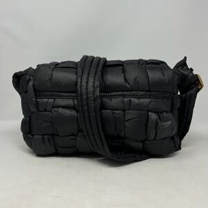 Sam Edelman Black Puffer Shoulder Bag Quilted Basket Weave Slouchy Streetwear